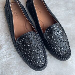 Coach Black Studded Leather Loafers.New without box.